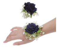 Corsage and Boutonniere Set,2PCS Artificial Rose Wrist Corsage Wristlet,for Wedding Bridal Bridesmaid Wrist Corsage Corsage Ball Decoration