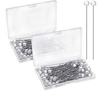 Corsage Boutonniere Teardrop Pearl Head Pins for Wedding Bouquet, DIY Crafts, Jewelry Making, Sewing, Flower Decorations - White Straight Pins (200 Pieces With 2 Boxes)