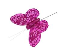 Corsage Creations - 7cm Glitter Butterflies - Hot Pink (12pcs per pk, on a 20cm Wire)