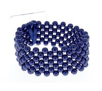 Corsage Creations Narrow Classic Beaded Corsage Bracelet | Elasticated Design for All Wrist Sizes | Easy-to-Use Plastic Attachment | Elegant & Durable | Ideal for Weddings & Special Occasions (Navy)