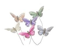 Corsage Creations Pastel Feather Butterflies | 7cm Butterflies with 20cm Wire | Peach, Green, Grey, Lilac, White & Pink | for Bridal Bouquets, Wrist Corsages & Floral Arrangements | Pack of 12