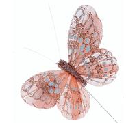 Corsage Creations Rose Gold Glitter Butterflies | 10cm Butterflies with 20cm Wire | Ideal for Bridal Bouquets, Wrist Corsages & Floral Arrangements | Pack of 12 (Rose Gold)