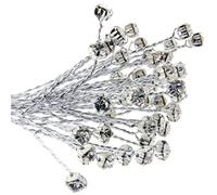 Corsage Creations Silver Diamante Branch | Ideal for Wrist Corsages, Floral Arrangements, Wedding Cakes, Tiaras & Crafts | 6 Stems per Bunch, 3 Bunches per pack | Silver Diamante Branch (4mm)