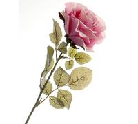 Corsage Creations Single Rose | Artificial Rose with Stem | Realistic Design for Bouquets, Corsages, & Weddings | 70cm Height | Lifelike Shaded Petals & Green Leaves (Dusty Pink)