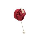 Corsage Pins for Women Men Red Wedding Button-hole Boutonniere Groomsmen Prom Suit Marriage Accessories for Bridesmaids, Bridal Showers(Wine Red Corsage)