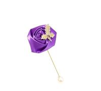 Corsage Pins for Women Men Red Wedding Button-hole Boutonniere Groomsmen Prom Suit Marriage Accessories for Bridesmaids, Bridal Showers(Purple Corsage)