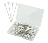Corsage Pins with Box, Long Straight Wedding White Teardrop Pearl Head Boutineer Boutonniere Prom Bouquet Pins for Quilting Sewing Pinning Quilt Flower DIY Crafts 100 PCS