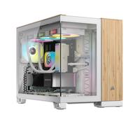 Corsair 2500X Micro ATX Dual Chamber PC Case - White/Bamboo Wood