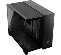 CORSAIR 2500X Small-Tower mATX Dual Chamber PC Case - Panoramic Tempered Glass - Reverse Connection Motherboard Compatible - No Fans Included - Black/Obsidian Aluminium