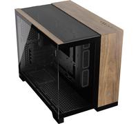 CORSAIR 2500X Small-Tower mATX Dual Chamber PC Case - Panoramic Tempered Glass - Reverse Connection Motherboard Compatible - No Fans Included - Black/Walnut Wood