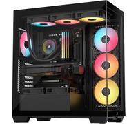 CORSAIR 3500X RS-R ARGB Panoramic Mid-Tower PC Case - 3x Pre-Installed RS120-R ARGB Fans, GPU Anti-Sag Arm, Fits up to 10x 120mm Fans, Reverse Connection Motherboard Compatible - Black