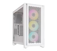 Corsair 4000D RGB Airflow, White, Mid-Tower w/ Tempered Glass Window, 3x 120mm R
