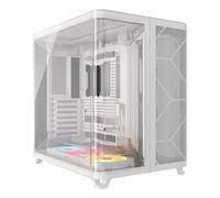 CORSAIR AIR 5400 LX-R RGB iCUE LINK Triple-Chamber Mid-Tower Panoramic PC Case - 3x Pre-Installed Reverse-Rotor LX-R RGB Fans, Low-Noise, High Airflow Ducts, Reverse Motherboard Support - White