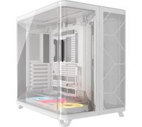 CORSAIR AIR 5400 LX-R RGB iCUE LINK Triple-Chamber Mid-Tower Panoramic PC Case - 3x Pre-Installed Reverse-Rotor LX-R RGB Fans, Low-Noise, High Airflow Ducts, Reverse Motherboard Support - White