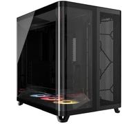 CORSAIR AIR 5400 RS-R ARGB Triple-Chamber Mid-Tower Panoramic PC Case - 3x Pre-Installed Reverse-Rotor RS120-R ARGB Fans, Low-Noise, High Airflow Ducts, Reverse Motherboard Support - Black