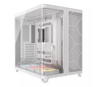 CORSAIR AIR 5400 RS-R ARGB Triple-Chamber Mid-Tower Panoramic PC Case - 3x Pre-Installed Reverse-Rotor RS120-R ARGB Fans, Low-Noise, High Airflow Ducts, Reverse Motherboard Support - White