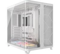 CORSAIR AIR 5400 RS-R ARGB Triple-Chamber Mid-Tower Panoramic PC Case - 3x Pre-Installed Reverse-Rotor RS120-R ARGB Fans, Low-Noise, High Airflow Ducts, Reverse Motherboard Support - White