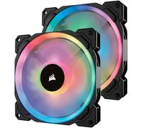 Corsair CO-9050074-WW LL140 RGB Dual Light Loop RGB LED PWM Fan 2 Fan Pack with Lighting Node PRO, 140 mm , Black (RGB)