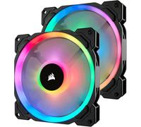 Corsair CO-9050074-WW LL140 RGB Dual Light Loop RGB LED PWM Fan 2 Fan Pack with Lighting Node PRO, 140 mm , Black (RGB)