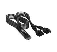 Corsair Elite Premium Individually Sleeved PCIe 12V-2x6 to 2x 8-Pin (6+2 Split) PSU Cable - Triple-Mesh Paracord Sleeve, Low-Profile Cable Combs, Compatible with 12V-2x6 PSUs - Black