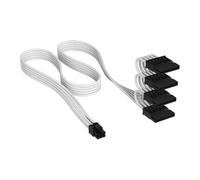 Corsair Elite Premium Type 5 Individually Sleeved SATA (4 Connectors) PSU Power Cable - Triple-Mesh Paracord Sleeve, Compatible Type 5 PSUs - White