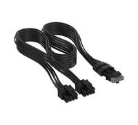Corsair Elite Premium Type 4 Individually Sleeved 2x 8-Pin to PCIe 12V-2x6 600W PSU Cable - Triple-Mesh Paracord Sleeve, Low-Profile Cable Combs, Compatible Type 4 PSUs - Black