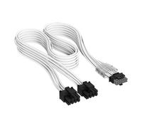 Corsair Elite Premium Type 4 Individually Sleeved 2x 8-Pin to PCIe 12V-2x6 600W PSU Cable - Triple-Mesh Paracord Sleeve, Low-Profile Cable Combs, Compatible Type 4 PSUs - White