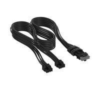 Corsair Elite Premium Type 5 Individually Sleeved 2x 8-Pin to PCIe 12V-2x6 600W PSU Cable - Triple-Mesh Paracord Sleeve, Low-Profile Cable Combs, Compatible Type 5 PSUs - Black