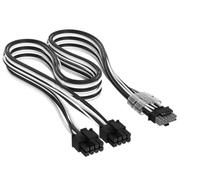 Corsair Elite Premium Type 4 Individually Sleeved 2x 8-Pin to PCIe 12V-2x6 600W PSU Cable - Triple-Mesh Paracord Sleeve, Low-Profile Cable Combs, Compatible Type 4 PSUs - Black/White