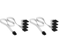 Corsair Elite Premium Type 4 Individually Sleeved SATA (4 Connectors) PSU Power Cable - Triple-Mesh Paracord Sleeve, Compatible Type 4 PSUs - White (Pack of 2)