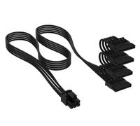 Corsair Elite Premium Type 4 Individually Sleeved SATA (4 Connectors) PSU Power Cable - Triple-Mesh Paracord Sleeve, Compatible Type 4 PSUs - Black