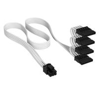 Corsair Elite Premium Type 4 Individually Sleeved SATA (4 Connectors) PSU Power Cable - Triple-Mesh Paracord Sleeve, Compatible Type 4 PSUs - White