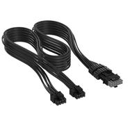 Corsair Elite Premium Type 5 Individually Sleeved 2x 8-Pin to PCIe 12V-2x6 600W PSU Cable - Triple-Mesh Paracord Sleeve, Low-Profile Cable Combs, Compatible Type 5 PSUs - Black