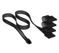 Corsair Elite Premium Type 5 Individually Sleeved SATA (4 Connectors) PSU Power Cable - Triple-Mesh Paracord Sleeve, Compatible Type 5 PSUs - Black