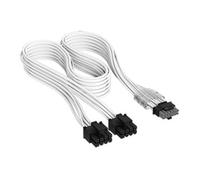 Corsair Elite Premium Type 4 Individually Sleeved 2x 8-Pin to PCIe 12V-2x6 600W PSU Cable - Triple-Mesh Paracord Sleeve, Low-Profile Cable Combs, Compatible Type 4 PSUs - White