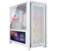 CORSAIR FRAME 4000D LCD RS ARGB Modular Mid-Tower ATX PC Case - XENEON EDGE LCD Touchscreen, InfiniRail Fan Mounting System, 4x RS120 ARGB PWM Fans, Reverse Motherboard Support - White