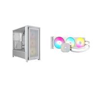 CORSAIR FRAME 4000D RS ARGB Modular Mid-Tower ATX PC Case + NAUTILUS 360 RS ARGB Liquid CPU Cooler Bundle - White