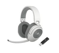 Corsair HS55 WIRELESS Gaming Headset - Low-latency 2.4GHz Wireless or Bluetooth® Connection, Dolby ® Audio 7.1 Surround Sound, Lightweight, Omni-Directional Microphone, On-Ear Audio Controls - White