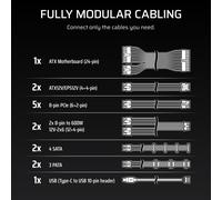 CORSAIR HX1200i (2025) Fully Modular Ultra-Low Noise ATX Power Supply with 12V-2x6 Cable - ATX 3.1 & PCIe 5.1 Compliant, Cybenetics Platinum Efficie