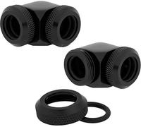 Corsair Hydro X Series, XF Hardline 90 Degree 12 mm OD Fittings Twin Pack (Solid Brass Durability, Quality Finish, Double O-Ring Hardline Compression Design, Easy 12 mm Diameter Tubing Fitting), Black