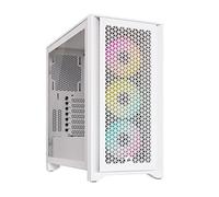 Corsair iCUE 4000D RGB AIRFLOW Mid-Tower Case - High Air-Flow - Cable Management System - Three Included AF120 RGB ELITE Fans and iCUE Lighting Node PRO Controller - White