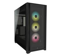 Corsair iCUE 5000X RGB Tempered Glass Mid-Tower ATX Smart Case (Four Tempered Glass Panels, Corsair RapidRoute Cable Management System, Three Included 120mm RGB Fans, Smart RGB Lighting) Black
