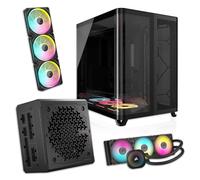 Corsair iCue Black Component Bundle - Air 5400 LX-R Case + LX120 Fan Triple Pack + Titan 360 RX + RM1000e PSU
