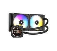 Corsair iCUE H100i ELITE LCD Display Liquid CPU Cooler (Custom IPS LCD Screen, 40 Dynamic RGB LEDs, 120mm Fans, 240mm Radiator, Corsair Commander Core Smart Lighting Controller Included) Black