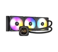 Corsair iCUE H150i ELITE LCD Display Liquid CPU Cooler (Custom IPS LCD Screen, 48 Dynamic RGB LEDs, 120mm Fans, 360mm Radiator, Commander Core Smart Lighting Controller Included) Black