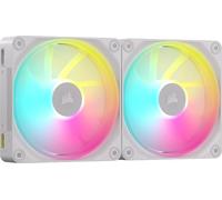 Corsair iCUE LINK LX140 RGB White Dual 140mm PWM Fan Starter Kit 2 Pack | Dual Light Loops, AirGuide Technology, iCUE LINK System Hub Included