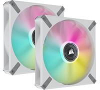 Corsair iCUE ML140 RGB ELITE, 140mm PWM RGB Fan (Corsair AirGuide Technology, Magnetic Levitation Bearing, Up to 1,600 RPM, Low Noise, iCUE Lighting Node CORE Included) Dual Pack - White (CO-9050119-WW)