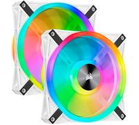 Corsair iCUE QL140 RGB, 140 mm RGB LED PWM Fans (68 Individually Addressable RGB LEDs, Speeds Up to 1,250 RPM, Low-Noise) Dual Pack with iCUE Lighting Node CORE Included - White,CO-9050106-WW