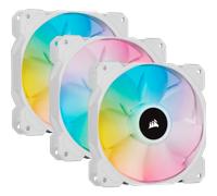 CORSAIR iCUE SP120 RGB ELITE Performance 120mm White PWM Fan - Triple Pack with Lighting Node CORE