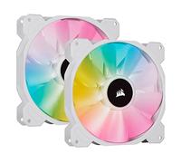 Corsair iCUE SP140 RGB ELITE Performance 140mm White PWM Dual Fan Kit with Lighting Node CORE